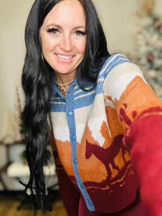Jose Western Motive Sweater Cardigan-Cardigans-Taelynn-Motis & Co Boutique, Women's Fashion Boutique in Carthage, Missouri