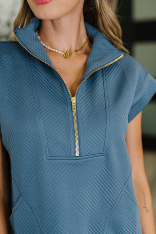 Easy Hustle High Neck Dress in Dusty Blue-Dresses-Ave Shops-Motis & Co Boutique, Women's Fashion Boutique in Carthage, Missouri