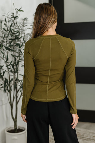 Effortless Edge Knit Henley Top in Camo Green-Long Sleeves-Ave Shops-Motis & Co Boutique, Women's Fashion Boutique in Carthage, Missouri