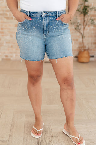 Elle High Rise Rhinestone Cutoff Shorts-shorts-Ave Shops-Motis & Co Boutique, Women's Fashion Boutique in Carthage, Missouri