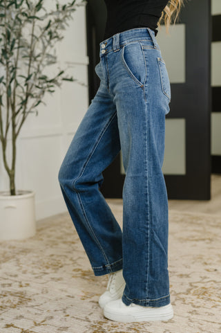Elsie High Rise Double Button Wide Leg Jeans-Jeans-Ave Shops-Motis & Co Boutique, Women's Fashion Boutique in Carthage, Missouri