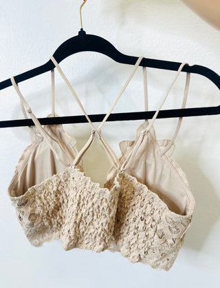 Cherish Tan Crochet Lace Bralette-Tanks-MOTIS-Motis & Co Boutique, Women's Fashion Boutique in Carthage, Missouri