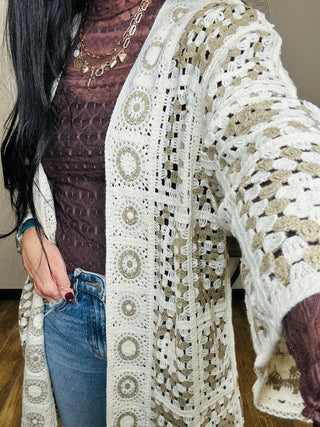 Corinne Open Front Crochet Cardigan-Cardigans-Anniewear-Motis & Co Boutique, Women's Fashion Boutique in Carthage, Missouri