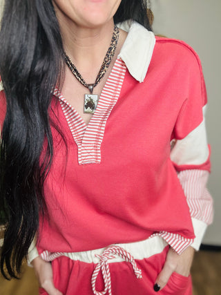 Skylar Casual Top and Pant Set - Brick-Sets-Very J-Motis & Co Boutique, Women's Fashion Boutique in Carthage, Missouri