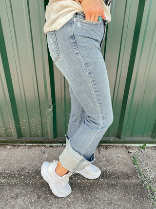 Judy Blue Sam Bootcut Destroyed Knee Boot Cut Jeans-Jeans-Judy Blue-Motis & Co Boutique, Women's Fashion Boutique in Carthage, Missouri