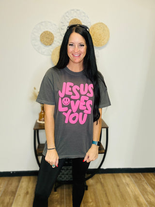 Jesus Love You Short Sleeve Tee-Graphic Tees-Poppy & Pine-Motis & Co Boutique, Women's Fashion Boutique in Carthage, Missouri