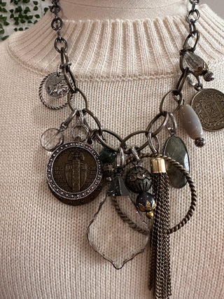 Antiqued Multi Charm Necklace-Necklaces-Lost & Found-Motis & Co Boutique, Women's Fashion Boutique in Carthage, Missouri