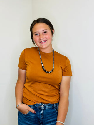 Cloud Basic Tee in Saddle-Short Sleeves-2 Fly-Motis & Co Boutique, Women's Fashion Boutique in Carthage, Missouri