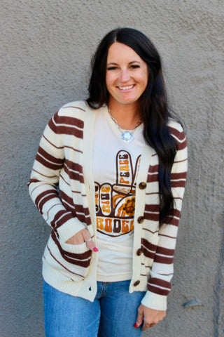 Hazel Striped Button Front Cardigan-Cardigans-staccato-Motis & Co Boutique, Women's Fashion Boutique in Carthage, Missouri