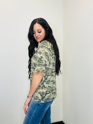 Carolyn Camo Vintage Washed Tee-T-shirt-POL-Motis & Co Boutique, Women's Fashion Boutique in Carthage, Missouri