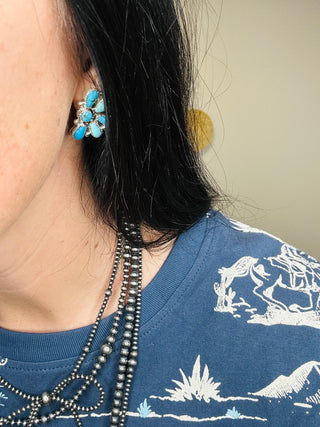 Alicia Turquoise Cluster Earrings-Earrings-Touch of Gallop-Motis & Co Boutique, Women's Fashion Boutique in Carthage, Missouri