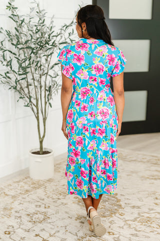 Fleurget Me Not Tiered Flutter Sleeve Dress in Aqua-Dresses-Ave Shops-Motis & Co Boutique, Women's Fashion Boutique in Carthage, Missouri