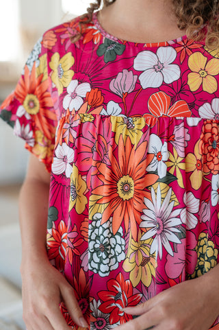 Flit About Floral Top in Pink-Tops-Ave Shops-Motis & Co Boutique, Women's Fashion Boutique in Carthage, Missouri