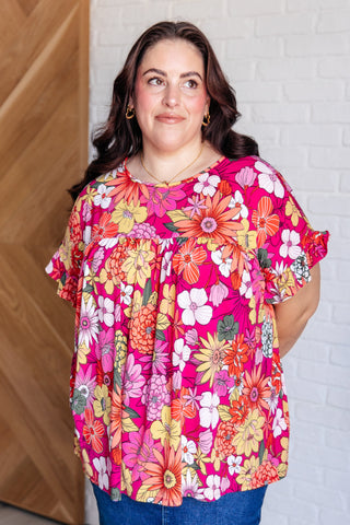 Flit About Floral Top in Pink-Tops-Ave Shops-Motis & Co Boutique, Women's Fashion Boutique in Carthage, Missouri