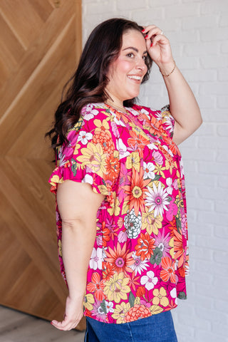 Flit About Floral Top in Pink-Tops-Ave Shops-Motis & Co Boutique, Women's Fashion Boutique in Carthage, Missouri