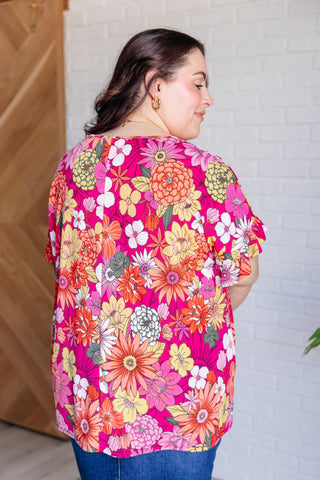 Flit About Floral Top in Pink-Tops-Ave Shops-Motis & Co Boutique, Women's Fashion Boutique in Carthage, Missouri