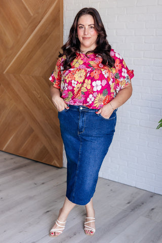 Flit About Floral Top in Pink-Tops-Ave Shops-Motis & Co Boutique, Women's Fashion Boutique in Carthage, Missouri