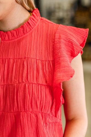 Float This Way Flutter Sleeve Blouse in Coral-Blouses-Ave Shops-Motis & Co Boutique, Women's Fashion Boutique in Carthage, Missouri