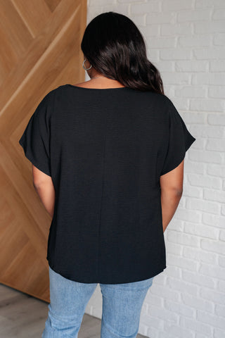 Frequently Asked Questions V-Neck Top in Black-Tops-Ave Shops-Motis & Co Boutique, Women's Fashion Boutique in Carthage, Missouri