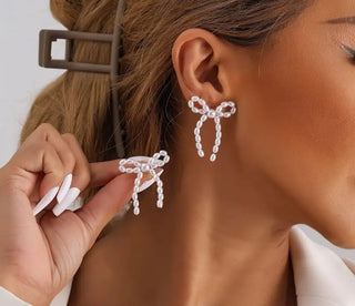 Boaz Bow Pearl Eearrings-Earrings-MOTIS-Motis & Co Boutique, Women's Fashion Boutique in Carthage, Missouri