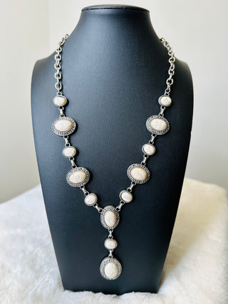 Six Shooter White Turquoise Lariat Style Necklace-Necklaces-Western Elite-Motis & Co Boutique, Women's Fashion Boutique in Carthage, Missouri