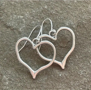 Simple Silver Heart Dangle Earrings-Earrings-Motis & CO-Motis & Co Boutique, Women's Fashion Boutique in Carthage, Missouri