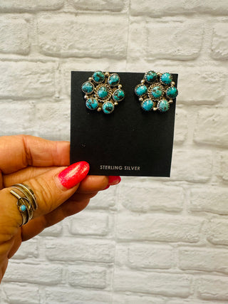 Maxine Navajo Turquoise Cluster Earrings-Earrings-Motis & CO-Motis & Co Boutique, Women's Fashion Boutique in Carthage, Missouri
