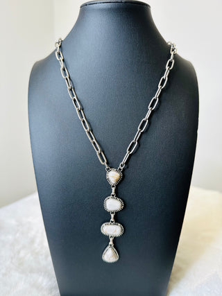 Drifter White Turquoise Lariat Necklace-Necklaces-Western Elite-Motis & Co Boutique, Women's Fashion Boutique in Carthage, Missouri