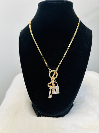 Keys Gold Charm Fashion Necklace-Necklaces-Carol Su-Motis & Co Boutique, Women's Fashion Boutique in Carthage, Missouri