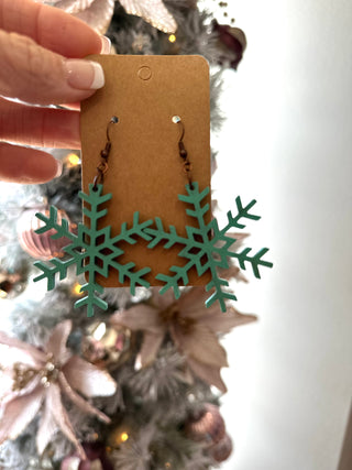 Wooden Snowflake Holiday Earrings-Womens-rc-Motis & Co Boutique, Women's Fashion Boutique in Carthage, Missouri