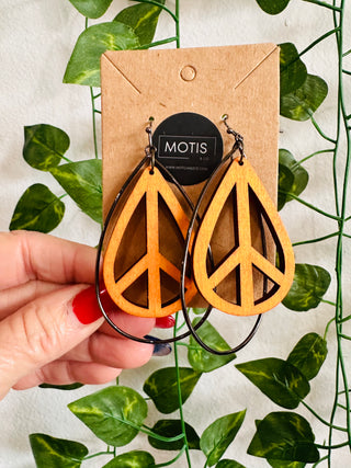 Peace Sign Dangle Earrings-Earrings-Lost & Found-Motis & Co Boutique, Women's Fashion Boutique in Carthage, Missouri