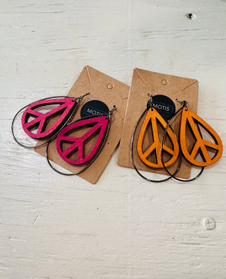 Peace Sign Dangle Earrings-Earrings-Lost & Found-Motis & Co Boutique, Women's Fashion Boutique in Carthage, Missouri