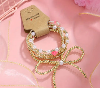 Boston Bow Bracelet Set Gold-Bracelets-Motis & CO-Motis & Co Boutique, Women's Fashion Boutique in Carthage, Missouri