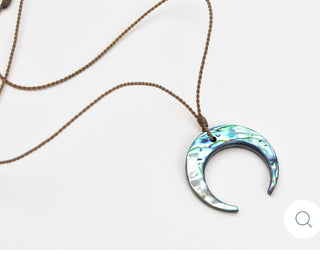 Crescent Moon Authentic Abalone Shell Rope Necklace-Necklaces-MOTIS-Motis & Co Boutique, Women's Fashion Boutique in Carthage, Missouri
