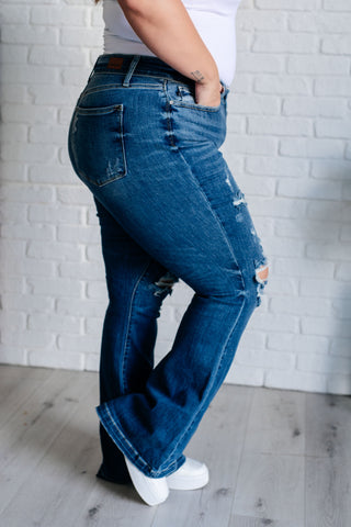 Judy Blue Gabriella Mid Rise Distressed Button Fly Flare-Jeans-Ave Shops-Motis & Co Boutique, Women's Fashion Boutique in Carthage, Missouri
