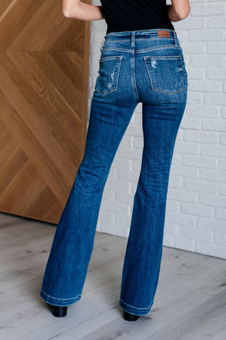 Judy Blue Gabriella Mid Rise Distressed Button Fly Flare-Jeans-Ave Shops-Motis & Co Boutique, Women's Fashion Boutique in Carthage, Missouri