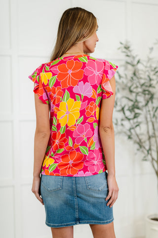 Garden Giggles Flutter Sleeve Top-Blouses-Ave Shops-Motis & Co Boutique, Women's Fashion Boutique in Carthage, Missouri