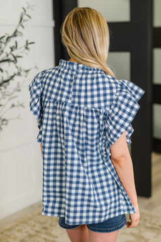 Garden at Goldenhour Flutter Sleeve Blouse in Blue-Blouses-Ave Shops-Motis & Co Boutique, Women's Fashion Boutique in Carthage, Missouri