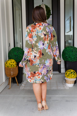 Generally Speaking V-Neck Dress in Olive Floral-Dresses-Ave Shops-Motis & Co Boutique, Women's Fashion Boutique in Carthage, Missouri