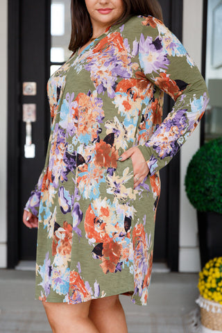 Generally Speaking V-Neck Dress in Olive Floral-Dresses-Ave Shops-Motis & Co Boutique, Women's Fashion Boutique in Carthage, Missouri