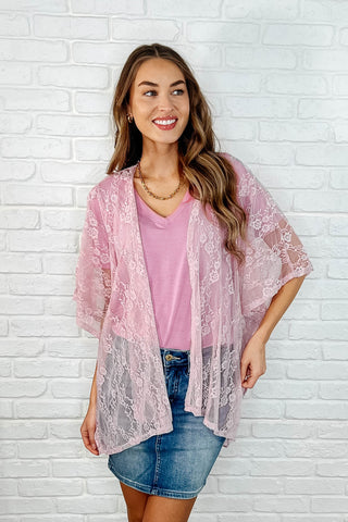Good Days Ahead Lace Kimono In Mauve-Layers-Ave Shops-Motis & Co Boutique, Women's Fashion Boutique in Carthage, Missouri