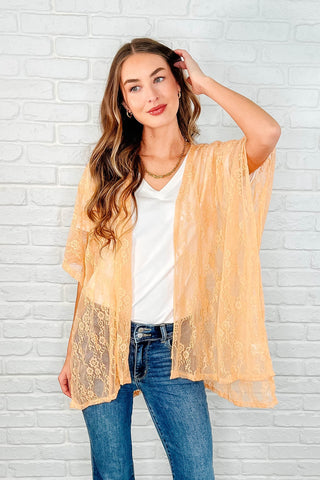 Good Days Ahead Lace Kimono In Peach-Layers-Ave Shops-Motis & Co Boutique, Women's Fashion Boutique in Carthage, Missouri