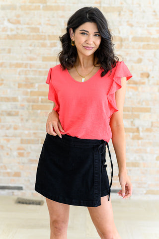 Got Me Cornered V Neck Ruffle Sleeve Top-Tops-Ave Shops-Motis & Co Boutique, Women's Fashion Boutique in Carthage, Missouri