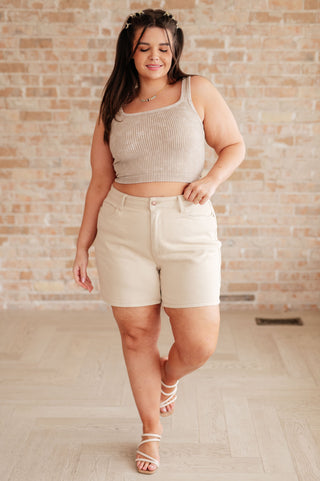 Greta High Rise Garment Dyed Shorts in Bone-Denim-Ave Shops-Motis & Co Boutique, Women's Fashion Boutique in Carthage, Missouri