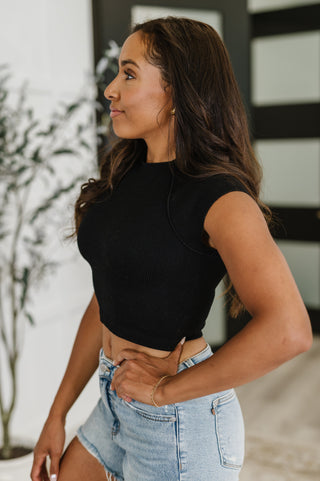 Halfway to Heaven Cropped Top in Black-T-shirt-Ave Shops-Motis & Co Boutique, Women's Fashion Boutique in Carthage, Missouri