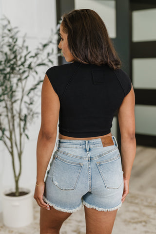 Halfway to Heaven Cropped Top in Black-T-shirt-Ave Shops-Motis & Co Boutique, Women's Fashion Boutique in Carthage, Missouri