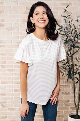 Hand to Hold Lace Detail Striped Top-Tops-Ave Shops-Motis & Co Boutique, Women's Fashion Boutique in Carthage, Missouri