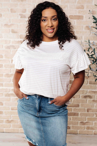 Hand to Hold Lace Detail Striped Top-Tops-Ave Shops-Motis & Co Boutique, Women's Fashion Boutique in Carthage, Missouri