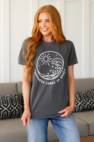 Happiness Comes in Waves Tee-Tops-Ave Shops-Motis & Co Boutique, Women's Fashion Boutique in Carthage, Missouri