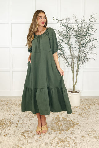 Hazel Dress in Dusty Pine-Womens-Ave Shops-Motis & Co Boutique, Women's Fashion Boutique in Carthage, Missouri